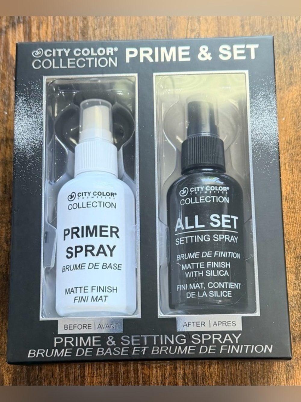 City Color Prime & Set Primer Spray and All Set Setting Spray - White, Black